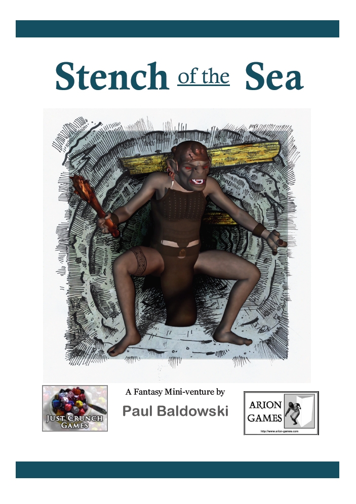 Cover image of Stench of the Sea with a picture of a Troglodyte in a mine shaft