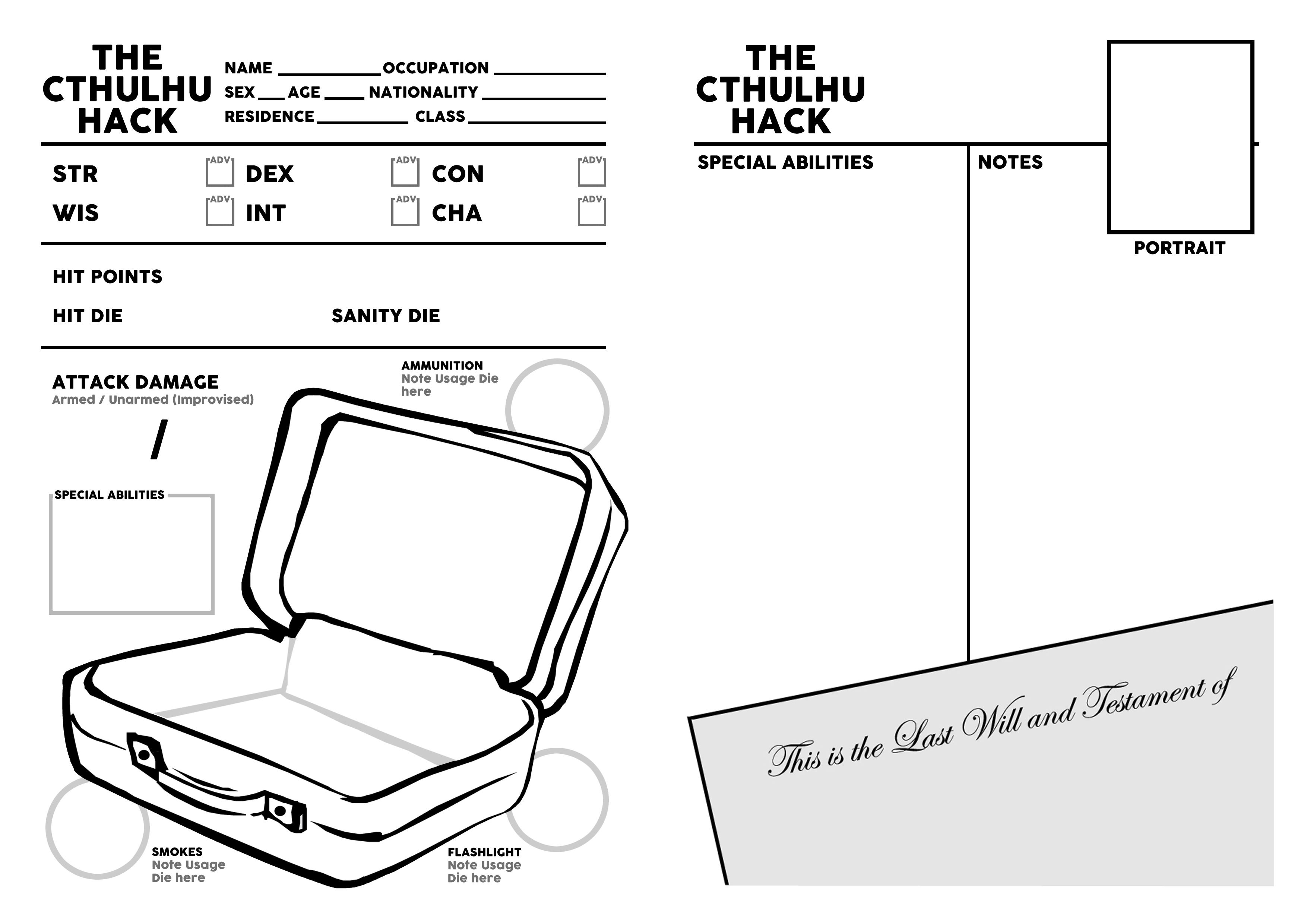 the cthulhu hack character sheet just crunch games drivethrurpg com cypher character sheet